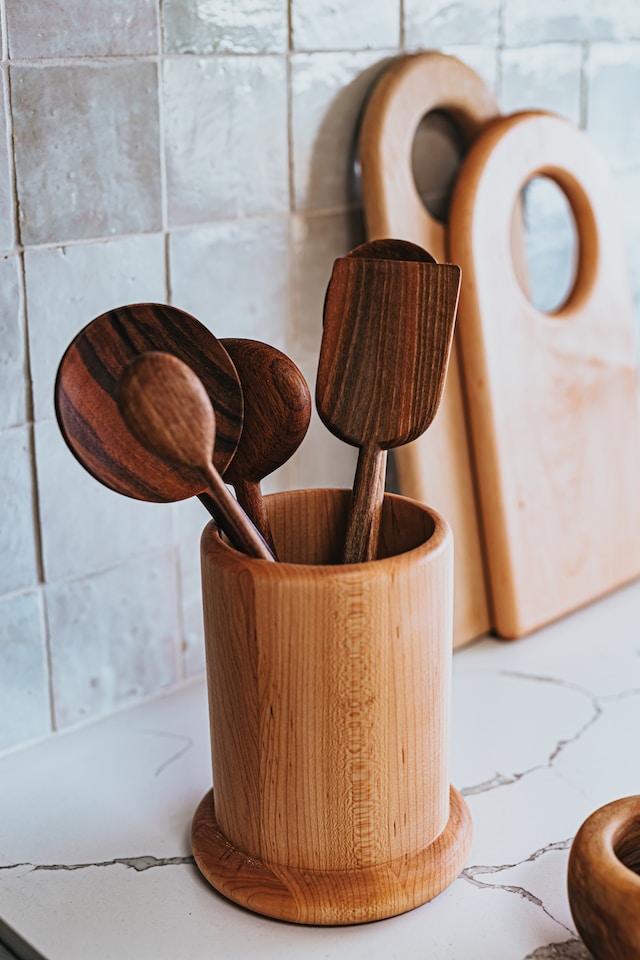 A set of wooden spoons