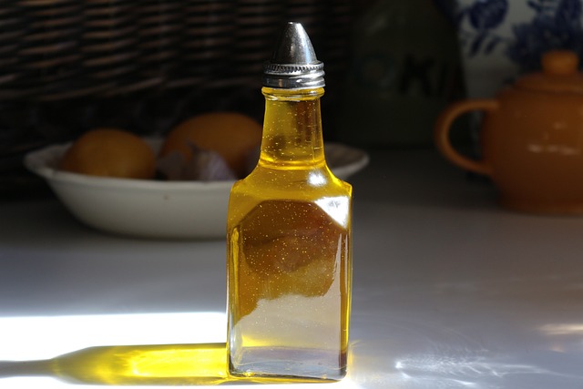 A small bottle of olive oil
