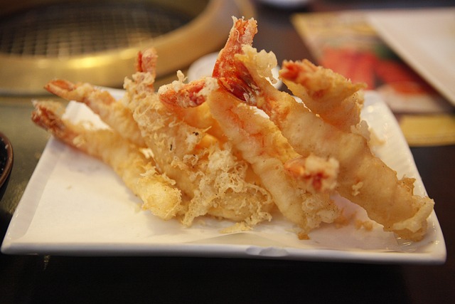 Shrimp tempura served on a white plate