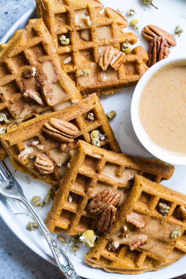 Waffles with assorted seeds and nuts for toppings